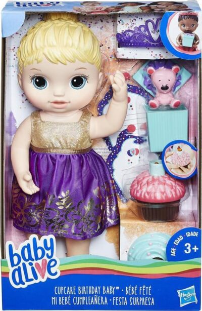 Hasbro Baby Alive Cupcake Birthday Baby Blonde Sculpted Hair E0596