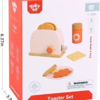 TOOKYLAND Wooden Pop Up Toaster Play Set, Play Toaster for Kid Kitchen(TL839)